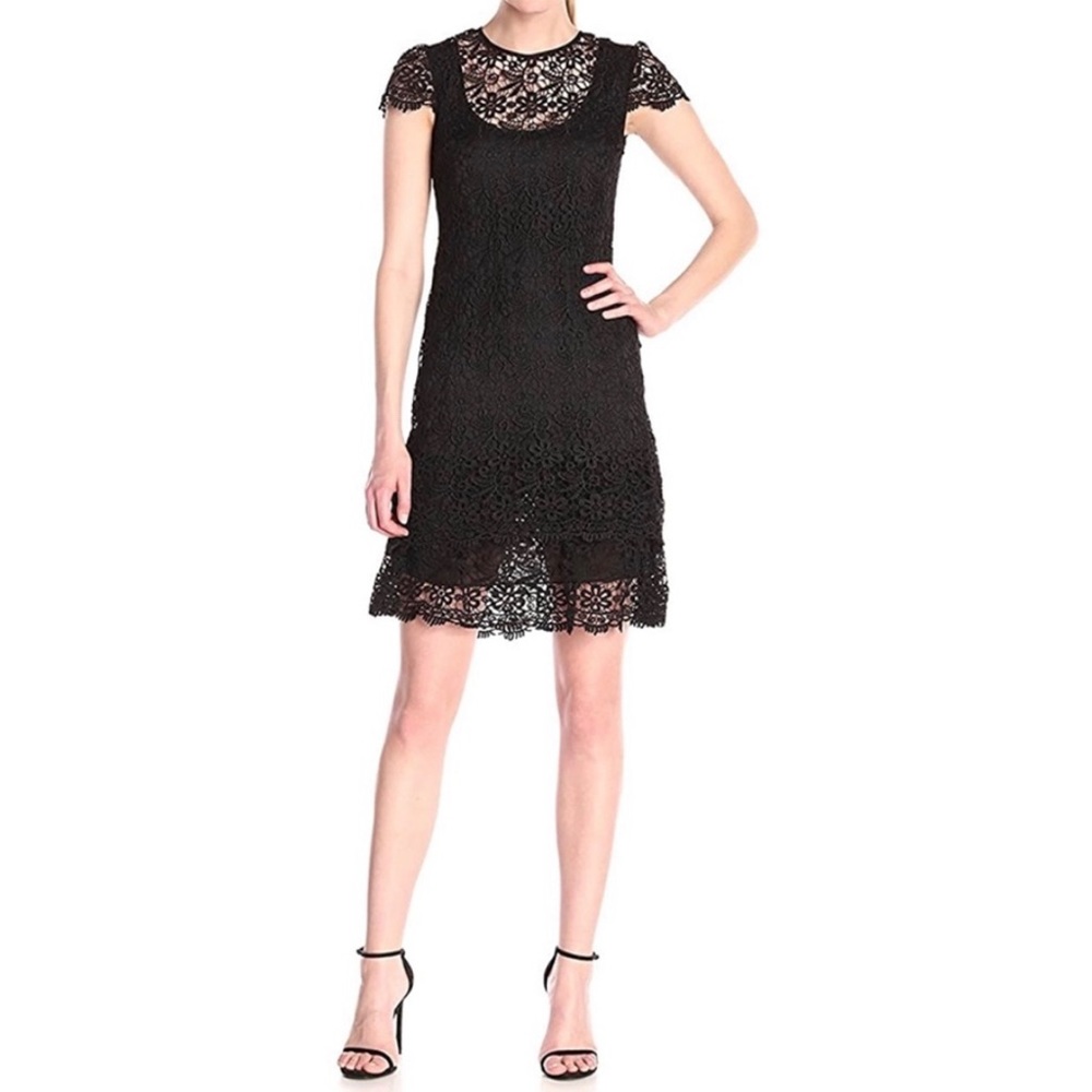 Anne Klein Women's Crochet Lace Tiered Dress